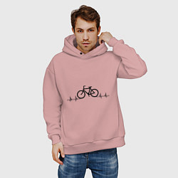 Толстовка оверсайз мужская Велоспорт, цвет: пыльно-розовый — фото 2