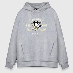 Толстовка оверсайз мужская Pittsburgh Penguins: Est.1967, цвет: меланж