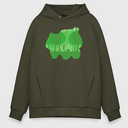 Толстовка оверсайз мужская Bulbasaur Shadow, цвет: хаки