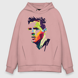 Толстовка оверсайз мужская Lionel Messi: fun-art, цвет: пыльно-розовый
