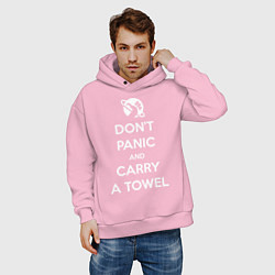 Толстовка оверсайз мужская Dont panic & Carry a Towel, цвет: светло-розовый — фото 2
