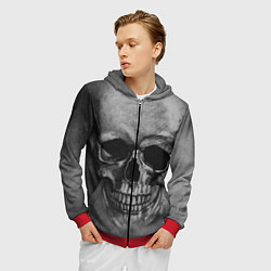 Толстовка 3D на молнии мужская Череп, цвет: 3D-красный — фото 2