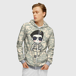 Толстовка 3D на молнии мужская Song Joong Ki: Camo, цвет: 3D-меланж — фото 2