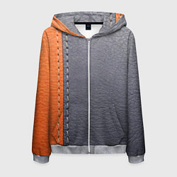 Толстовка 3D на молнии мужская Кожа, цвет: 3D-меланж