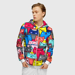 Толстовка 3D на молнии мужская Отряд котиков, цвет: 3D-белый — фото 2