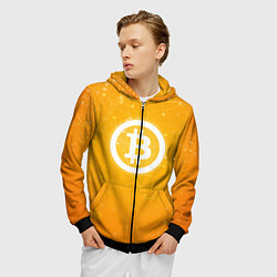 Толстовка 3D на молнии мужская Bitcoin Orange, цвет: 3D-черный — фото 2