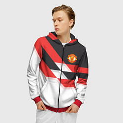 Толстовка 3D на молнии мужская Manchester United: Stipe, цвет: 3D-красный — фото 2