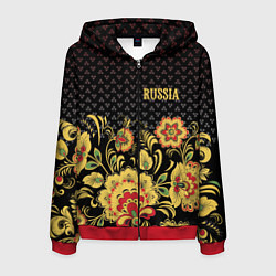 Толстовка 3D на молнии мужская Russia: black edition, цвет: 3D-красный