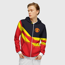 Толстовка 3D на молнии мужская Man United FC: Red style, цвет: 3D-белый — фото 2