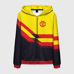 Толстовка 3D на молнии мужская Man United FC: Yellow style, цвет: 3D-красный