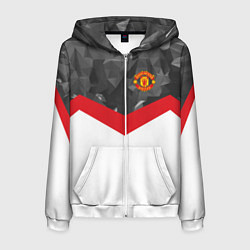 Толстовка 3D на молнии мужская Man United FC: Grey Polygons, цвет: 3D-белый