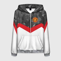 Толстовка 3D на молнии мужская Man United FC: Grey Polygons, цвет: 3D-меланж