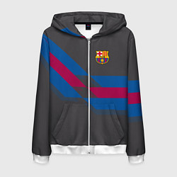 Толстовка 3D на молнии мужская Barcelona FC: Dark style, цвет: 3D-белый