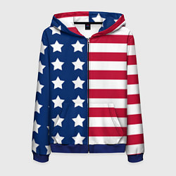Толстовка 3D на молнии мужская USA Flag, цвет: 3D-синий