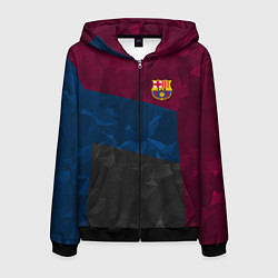 Толстовка 3D на молнии мужская FC Barcelona: Dark polygons, цвет: 3D-черный