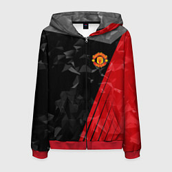 Толстовка 3D на молнии мужская FC Manchester United: Abstract, цвет: 3D-красный