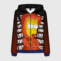 Толстовка 3D на молнии мужская Bart: Thug Life, цвет: 3D-синий