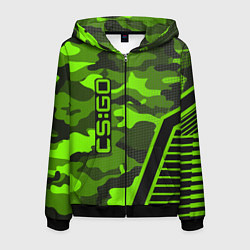 Толстовка 3D на молнии мужская CS:GO Light Green Camo, цвет: 3D-черный