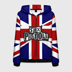 Толстовка 3D на молнии мужская Sex Pistols UK, цвет: 3D-черный