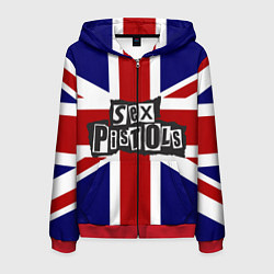 Толстовка 3D на молнии мужская Sex Pistols UK, цвет: 3D-красный