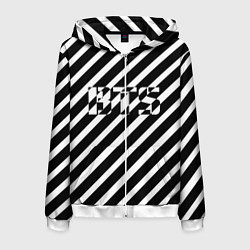 Толстовка 3D на молнии мужская BTS: B&W Stripes, цвет: 3D-белый