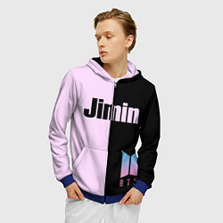 Толстовка 3D на молнии мужская BTS Jimin, цвет: 3D-синий — фото 2