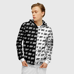 Толстовка 3D на молнии мужская Off-White: Black & White, цвет: 3D-белый — фото 2