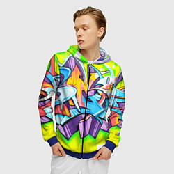 Толстовка 3D на молнии мужская Неоновая кислота, цвет: 3D-синий — фото 2