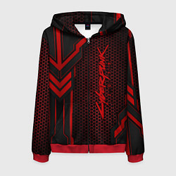 Толстовка 3D на молнии мужская Cyberpunk 2077, цвет: 3D-красный