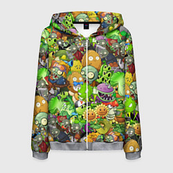 Толстовка 3D на молнии мужская PLANTS VS ZOMBIES, цвет: 3D-меланж