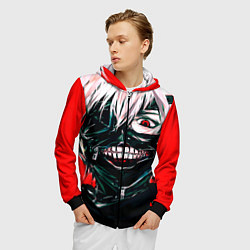 Толстовка 3D на молнии мужская Токийский Гуль, цвет: 3D-черный — фото 2