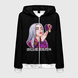 Толстовка 3D на молнии мужская BILLIE EILISH, цвет: 3D-белый