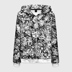 Толстовка 3D на молнии мужская Ахегао с щупальцами, цвет: 3D-белый