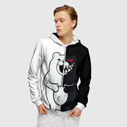 Толстовка 3D на молнии мужская MONOKUMA, цвет: 3D-белый — фото 2