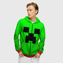 Толстовка 3D на молнии мужская MINECRAFT, цвет: 3D-красный — фото 2