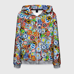 Толстовка 3D на молнии мужская Английская Премьер Лига, цвет: 3D-меланж