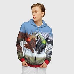 Толстовка 3D на молнии мужская Ark Survival Evolved, цвет: 3D-красный — фото 2