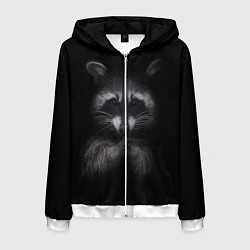 Толстовка 3D на молнии мужская Енот, цвет: 3D-белый