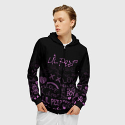 Толстовка 3D на молнии мужская LIL PEEP, цвет: 3D-черный — фото 2