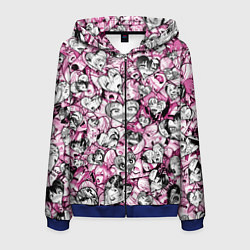 Толстовка 3D на молнии мужская Ahegao валентинки, цвет: 3D-синий