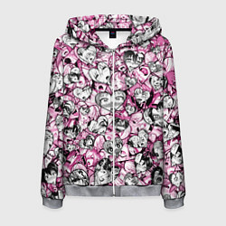 Толстовка 3D на молнии мужская Ahegao валентинки, цвет: 3D-меланж