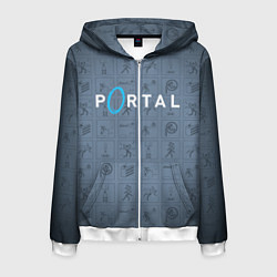 Толстовка 3D на молнии мужская PORTAL, цвет: 3D-белый