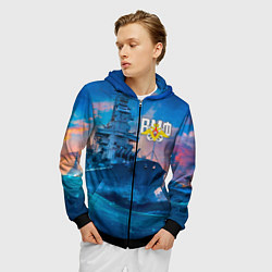 Толстовка 3D на молнии мужская ВМФ, цвет: 3D-черный — фото 2