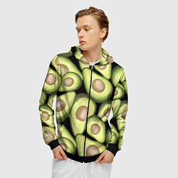 Толстовка 3D на молнии мужская Avocado background, цвет: 3D-черный — фото 2