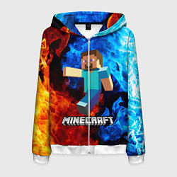 Толстовка 3D на молнии мужская MINECRAFT, цвет: 3D-белый