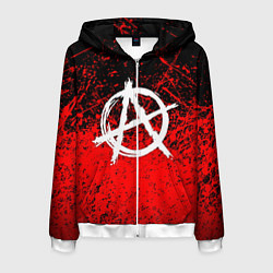 Толстовка 3D на молнии мужская АНАРХИЯ, цвет: 3D-белый