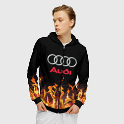 Толстовка 3D на молнии мужская AUDI, цвет: 3D-черный — фото 2