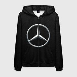 Толстовка 3D на молнии мужская MERCEDES-BENZ CARBON, цвет: 3D-черный
