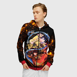 Толстовка 3D на молнии мужская KIMETSU NO YAIBA, цвет: 3D-красный — фото 2