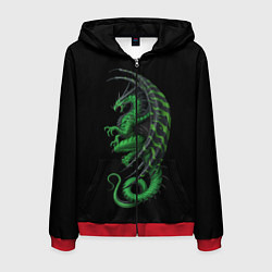 Толстовка 3D на молнии мужская Green Dragon, цвет: 3D-красный